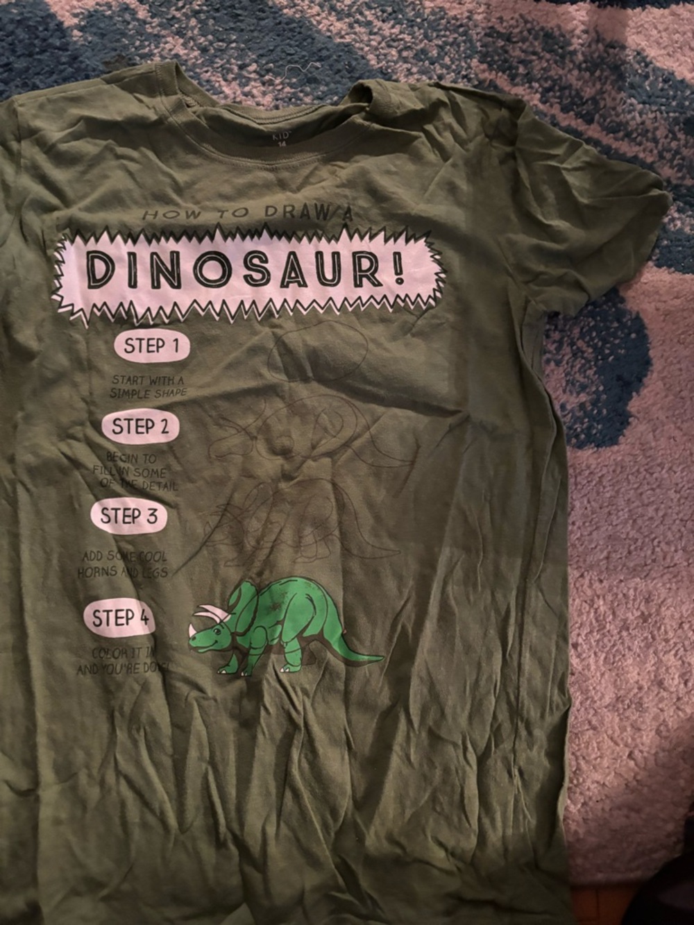Carter's Olive Green 'How to Draw a Dinosaur' Graphic Tee with Pink Accents